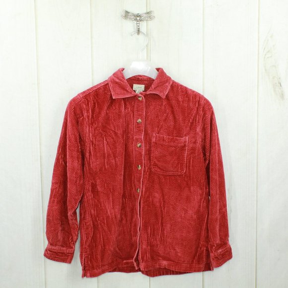 L.L. Bean Tops - LL BEAN Women's Red Comfort Corduroy Relaxed Long